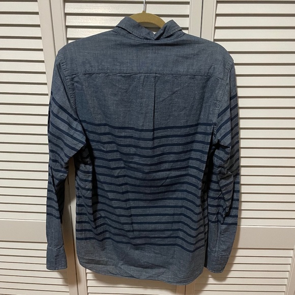 J. Crew Nautical Stripe Blue Chambray Cotton Shirt in Size Small Slim Fit - Picture 6 of 7
